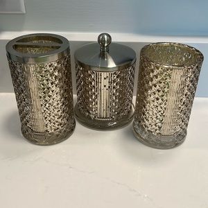 Jessica Simpson Diamond Cut Antique Gold Bathroom Accessory Set